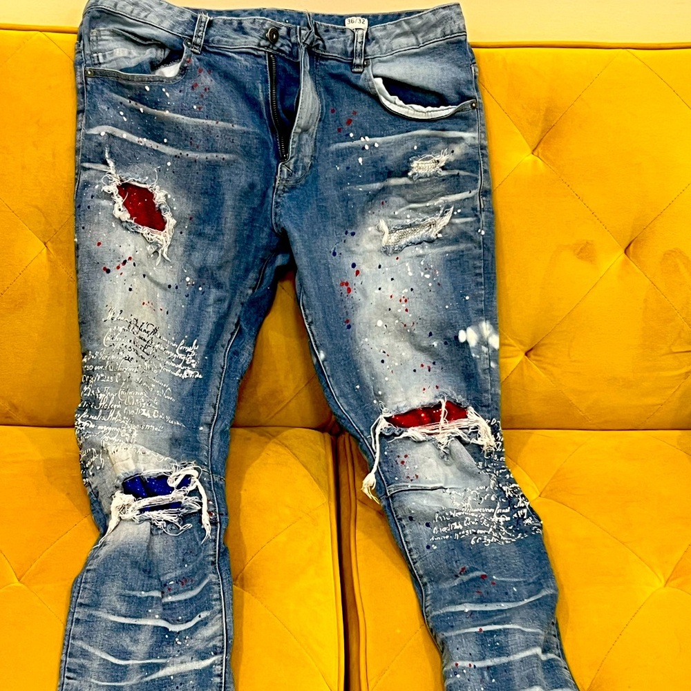 Smoke Rise men’s acid splatter jeans size 36/32